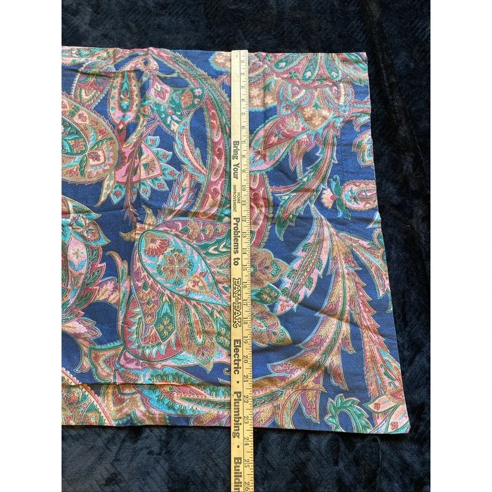 Vintage Revman Industries Pillow Sham Standard Size‎ Blue Teal Paisley Flanged